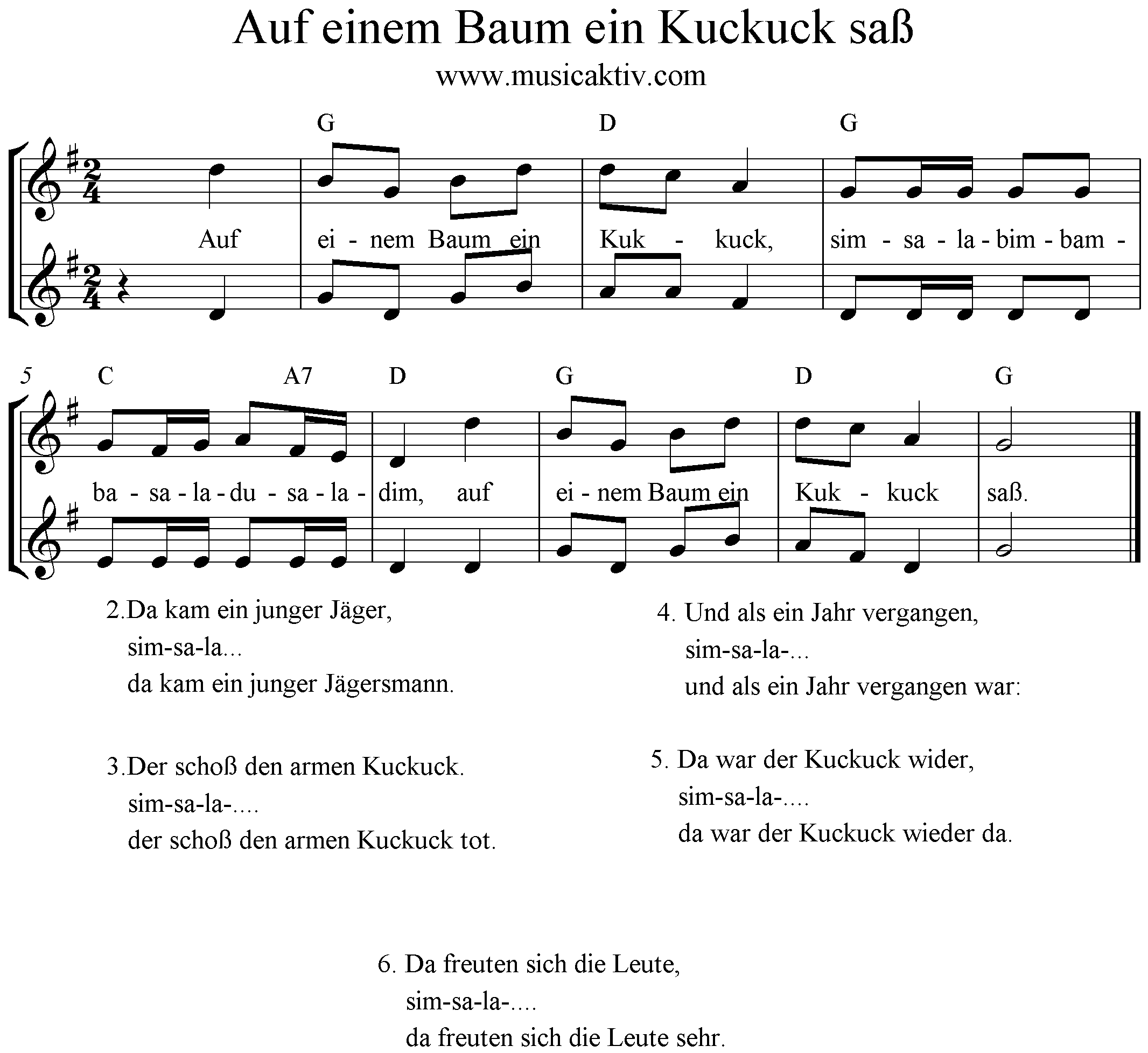 Auf einem Baum ein Kuckuck saß Auf einem Baum ein Kuckuck saß